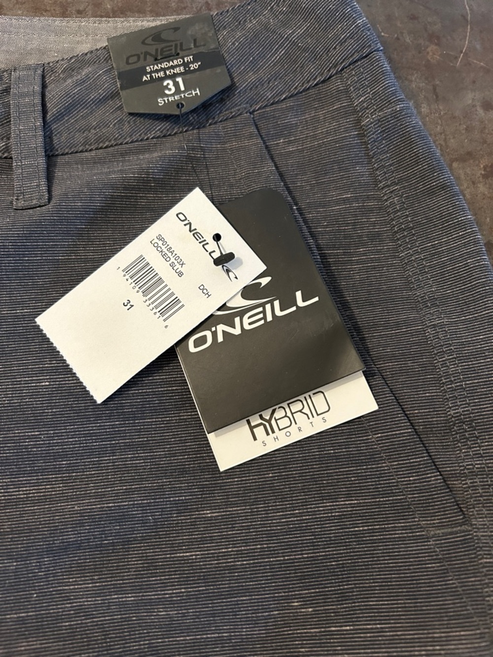 O'Neill Hybrid “Locked Slub” Shorts Gray Flat Front Shorts Men’s Size 31 NWT - Picture 12 of 12